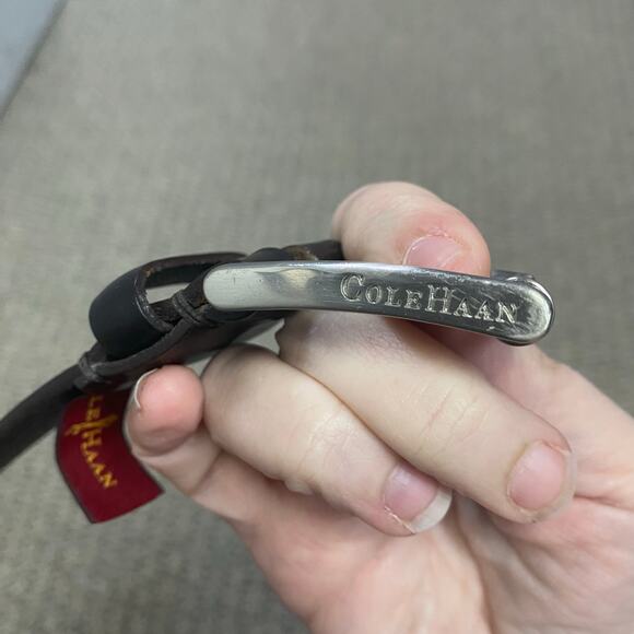 Cole Haan Brown Leather Belt Crafted in England Silver Buckle - Picture 2 of 8